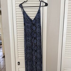 Free People Blue Snake-Print Maxi Jumpsuit